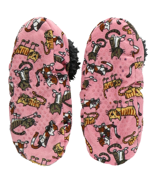 Lazy One Cat Nap Pink Fuzzy Feet Slipper