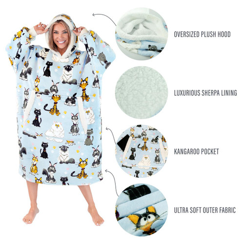 Lazy One Cattitude Blanket Hoodie
