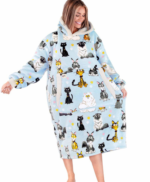 lazy one Cattitude Blanket Hoodie