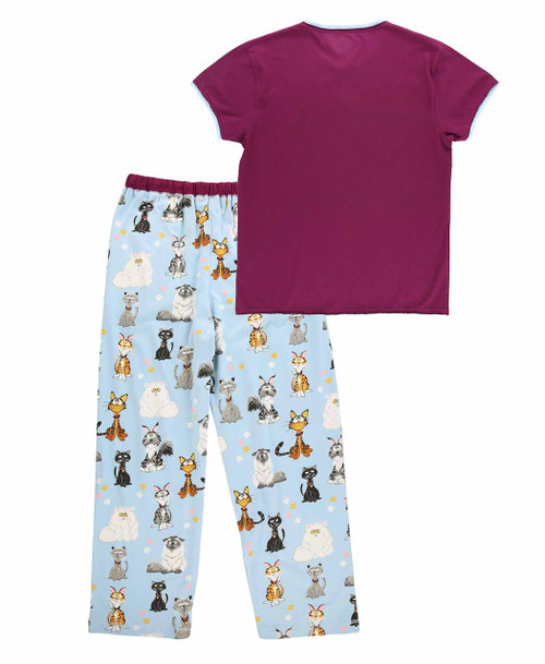 Lazy One Cattitude Women's Regular Fit PJ Set