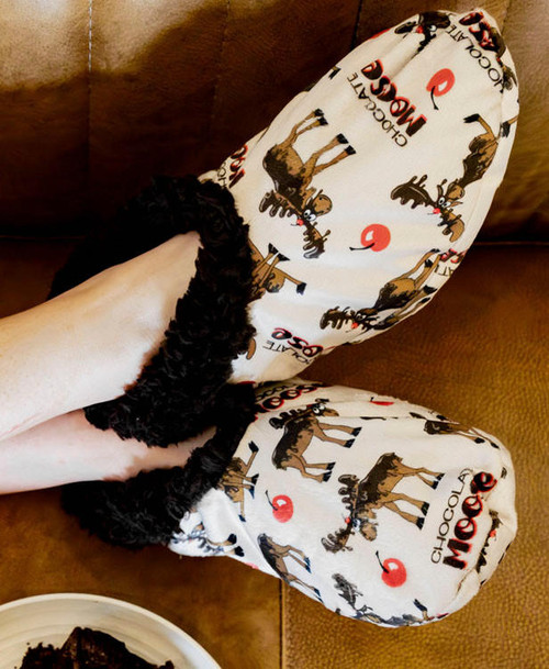 Lazy One Chocolate Moose Cream Fuzzy Feet Slipper