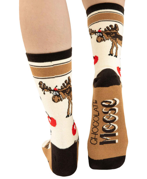 lazy one Chocolate Moose White Crew Sock