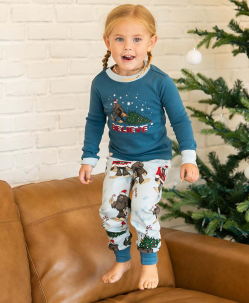 Lazy One Christmas Bigfoot Kid's Long Sleeve PJ's