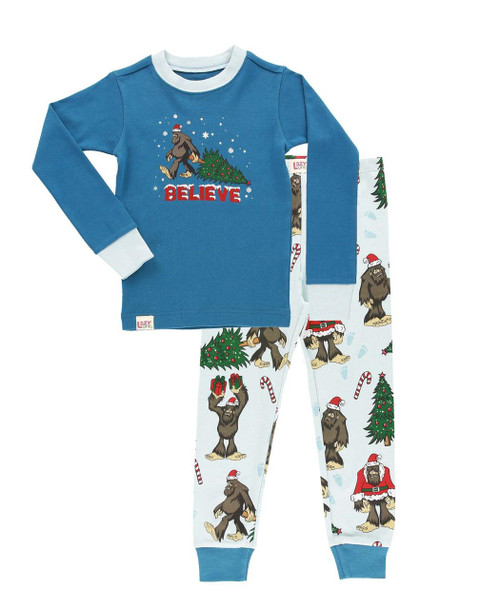 lazy one Christmas Bigfoot Kid's Long Sleeve PJ's