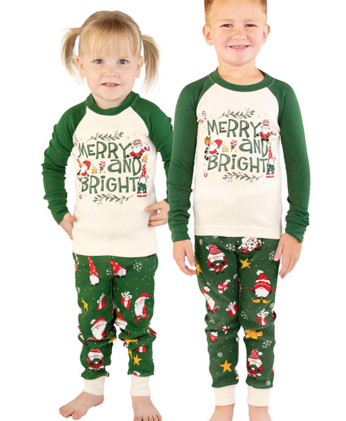 lazy one Christmas Gnome Kid's Long Sleeve PJ's