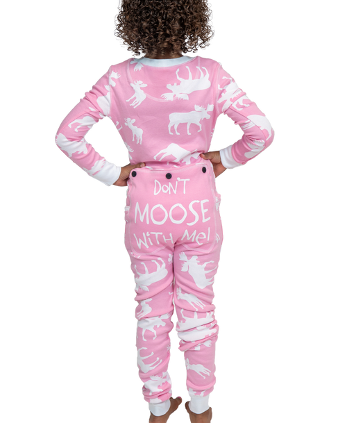 lazy one Classic Moose Kid Pink Onesie Flapjack