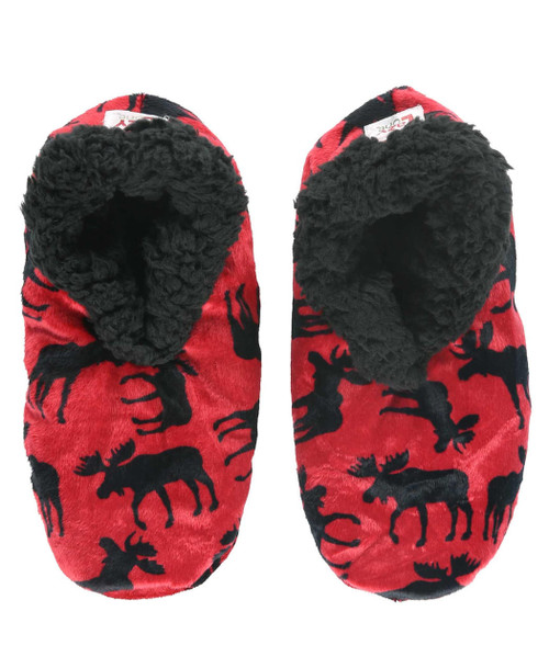 Lazy One Classic Moose Red Fuzzy Feet Slipper