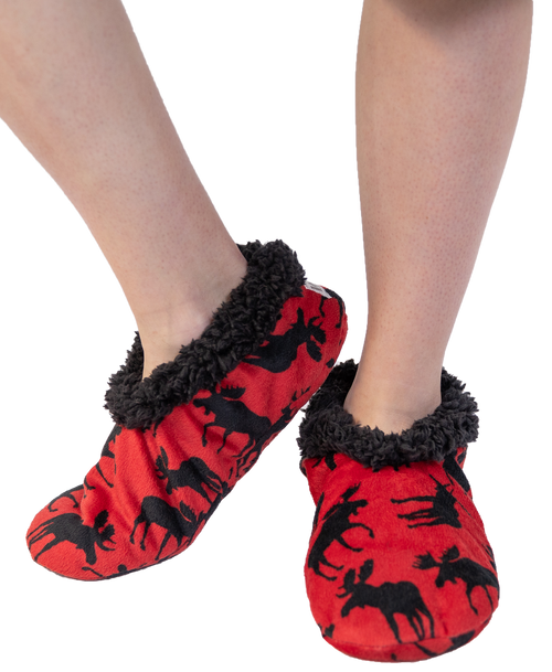 lazy one Classic Moose Red Fuzzy Feet Slipper