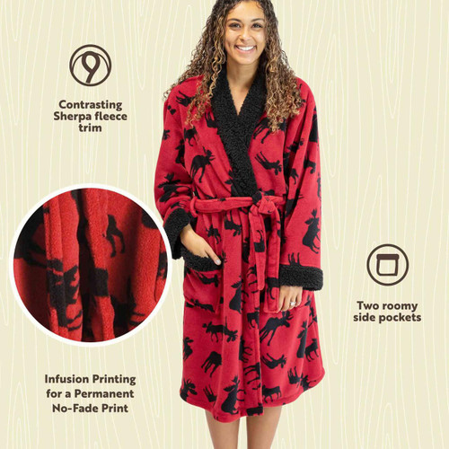 Lazy One Classic Moose Women's Bathrobe