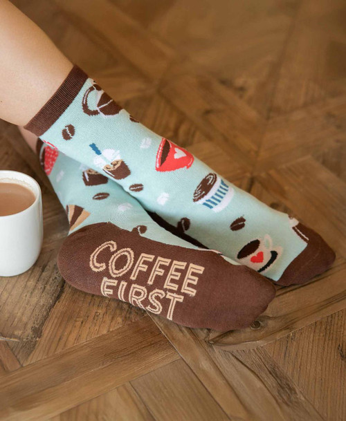 Lazy One Coffee First Crew Sock