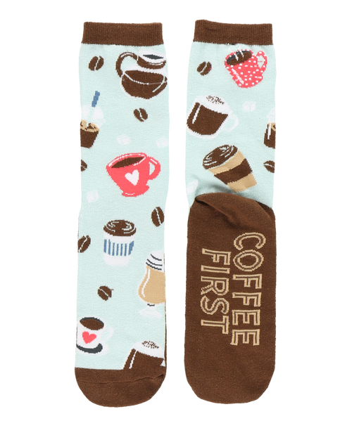 Lazy One Coffee First Crew Sock