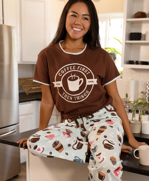 Lazy One Coffee First Women's Regular Fit PJ Set