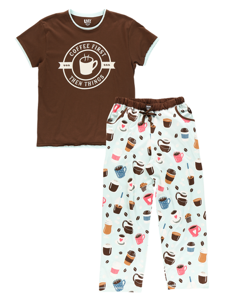 Lazy One Coffee First Women's Regular Fit PJ Set