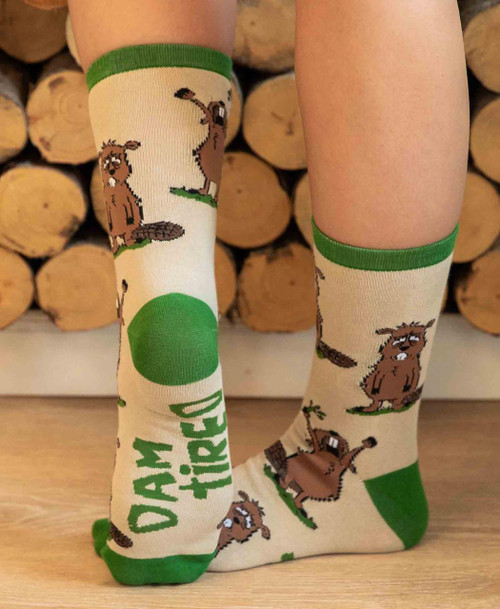 Lazy One Dam Tired Beaver Crew Sock