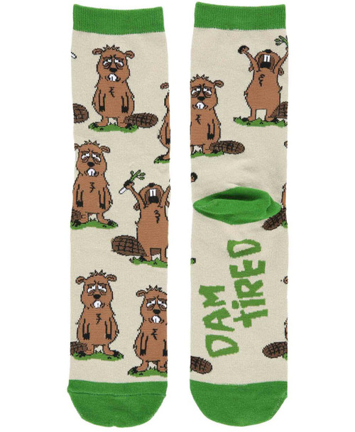 Lazy One Dam Tired Beaver Crew Sock