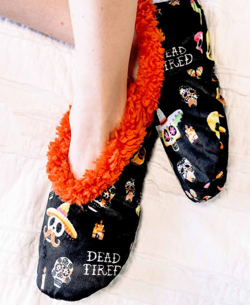 Lazy One Dead Tired Orange Fuzzy Feet Slipper