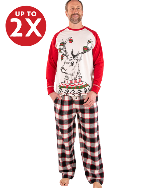 lazy one Deer Christmas Men's Long Sleeve PJ Set
