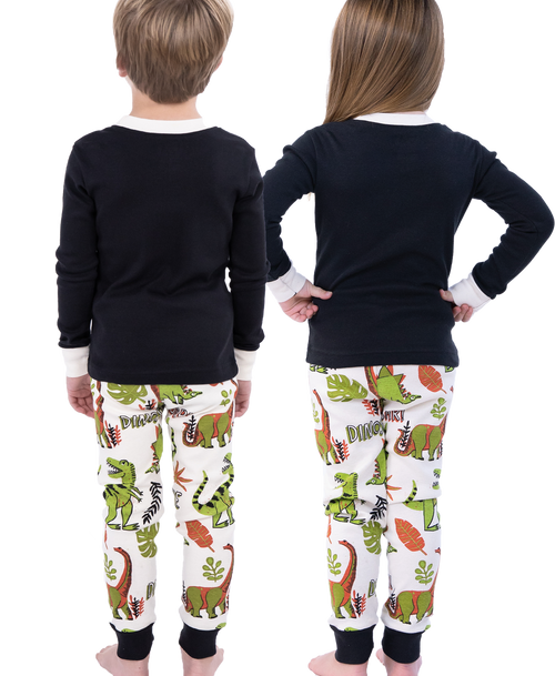 Lazy One Dinosnore Green Kid's Long Sleeve PJ's