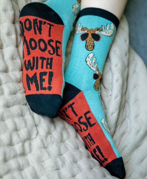 Lazy One Don't Moose Blue Crew Sock