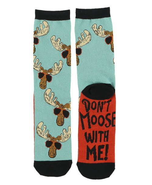Lazy One Don't Moose Blue Crew Sock