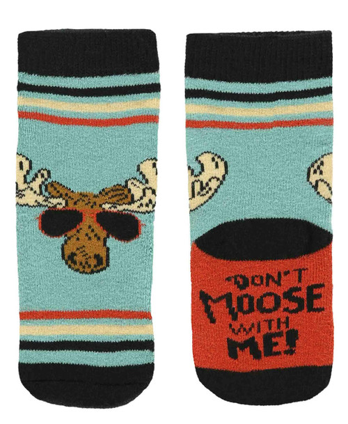 lazy one Don't Moose Blue Infant Sock