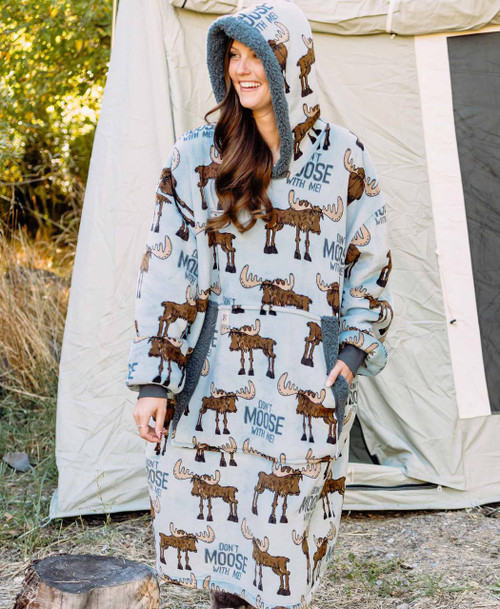 Lazy One Don't Moose With Me Blanket Hoodie