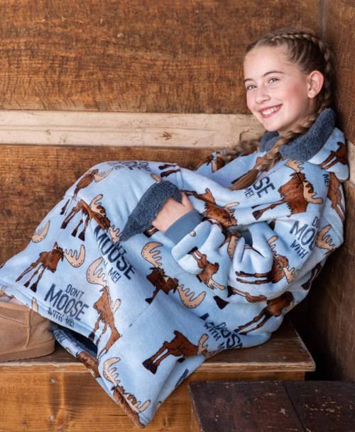 Lazy One Don't Moose With Me Kid Blanket Hoodie