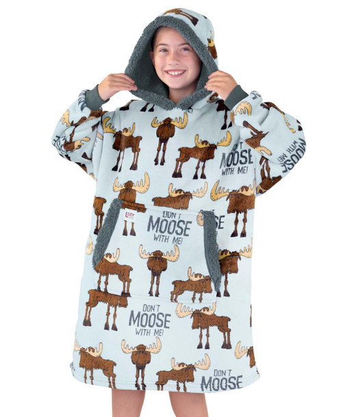 lazy one Don't Moose With Me Kid Blanket Hoodie