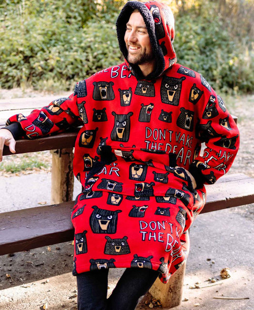 Lazy One Don't Wake The Bear Blanket Hoodie