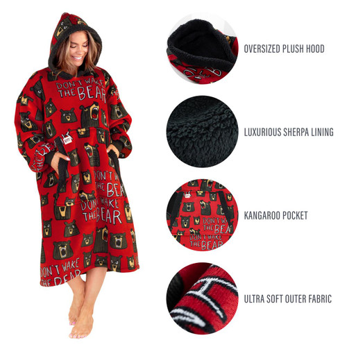 Lazy One Don't Wake The Bear Blanket Hoodie