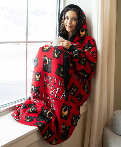 Lazy One Don't Wake The Bear Blanket Hoodie