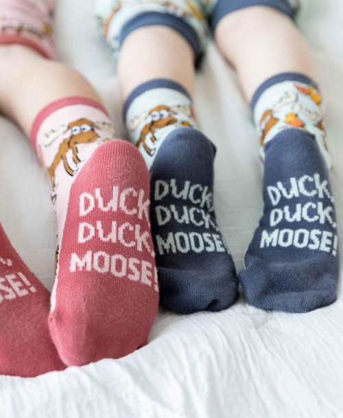 Lazy One Duck Duck Moose Blue Kid Sock
