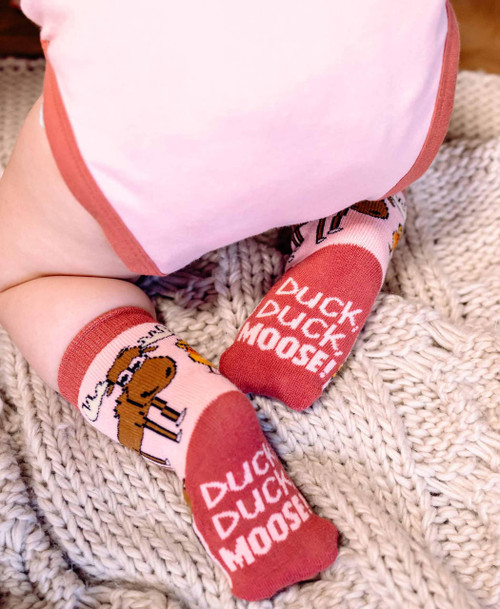 Lazy One Duck Duck Moose Infant Sock Pink