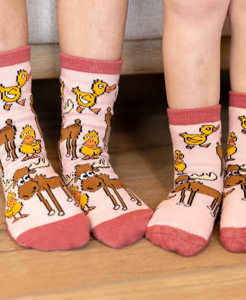 Lazy One Duck Duck Moose Kid Sock Pink