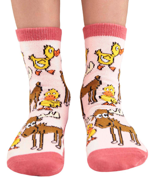 Lazy One Duck Duck Moose Kid Sock Pink