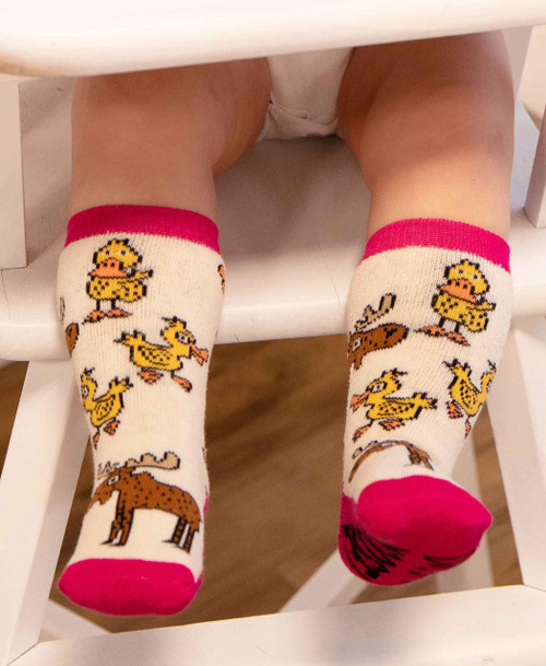 lazy one Duck Duck Moose Pink Infant Sock