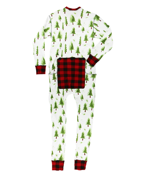 Lazy One Evergreen Plaid Adult Onesie Flapjack