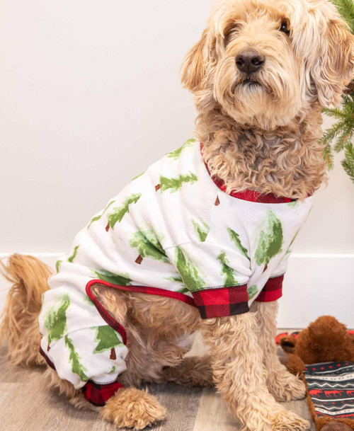 Lazy One Evergreen Plaid Dog Onesie Flapjack