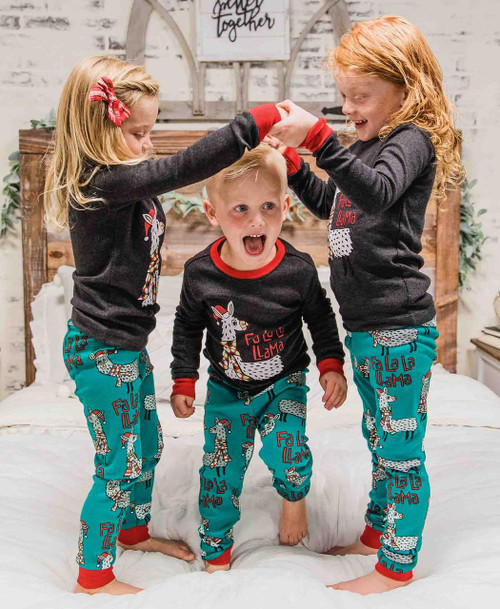 Lazy One Fa La La Llama Kid's Long Sleeve PJ's
