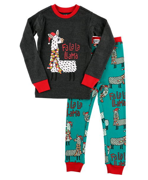 Lazy One Fa La La Llama Kid's Long Sleeve PJ's
