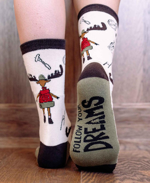 Lazy One Follow Your Dreams Moose Crew Socks