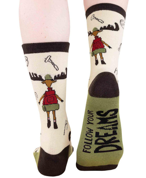 Lazy One Follow Your Dreams Moose Crew Socks