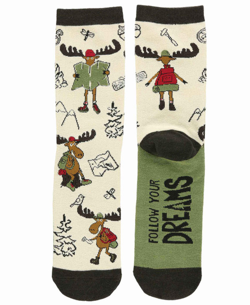 Lazy One Follow Your Dreams Moose Crew Socks