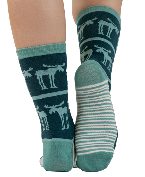 Lazy One Funky Moose Blue Crew Sock