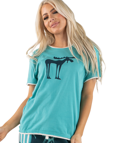 lazy one Funky Moose Blue Women's Regular Fit Tee