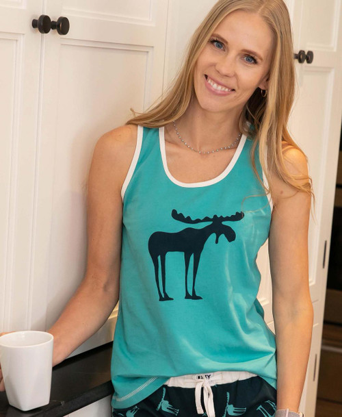 Lazy One Funky Moose Blue Women's Tank Top