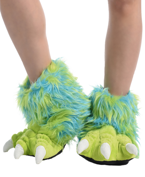 lazy one Green Monster Kid and Adult Paw Slipper