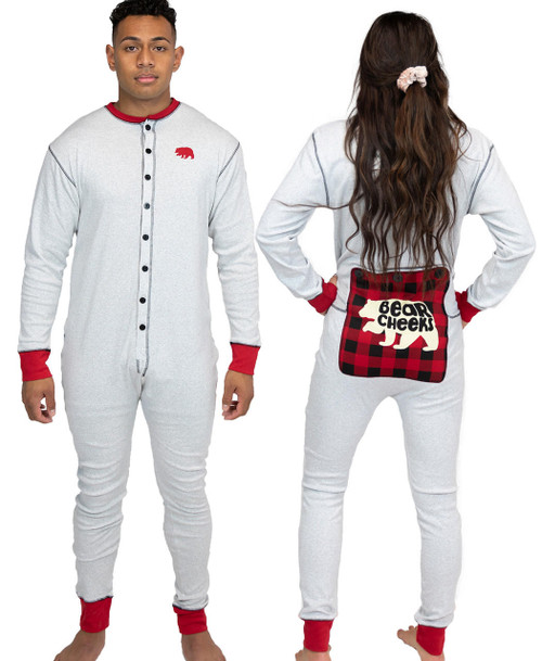 lazy one Grey Bear Cheeks Adult Onesie Flapjack