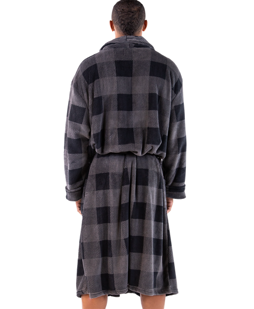 Lazy One Grey Plaid Men's Bathrobe