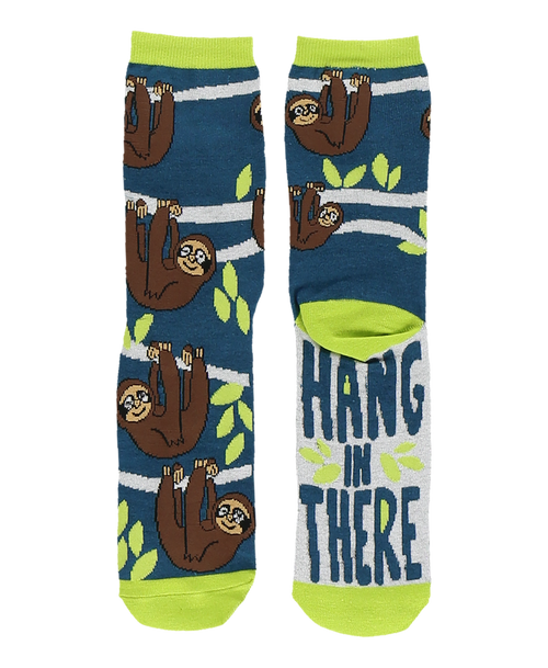Lazy One Hang In There Sloth Crew Sock